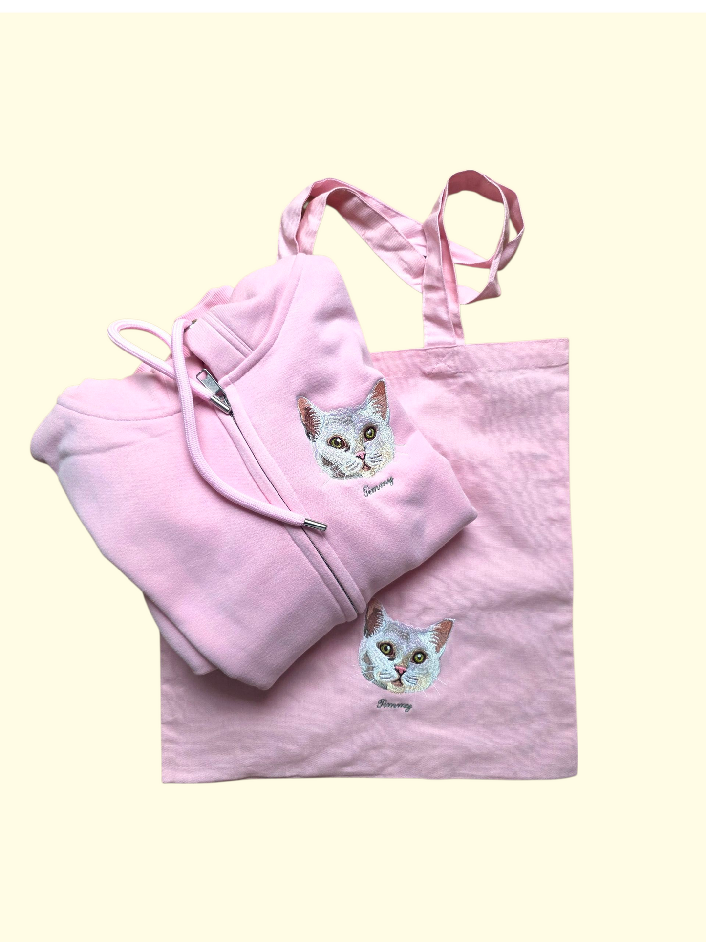 Custom Pet embroidery on hoodie zip cardigan