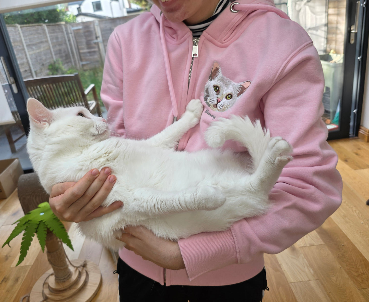 Custom Pet embroidery on hoodie zip cardigan