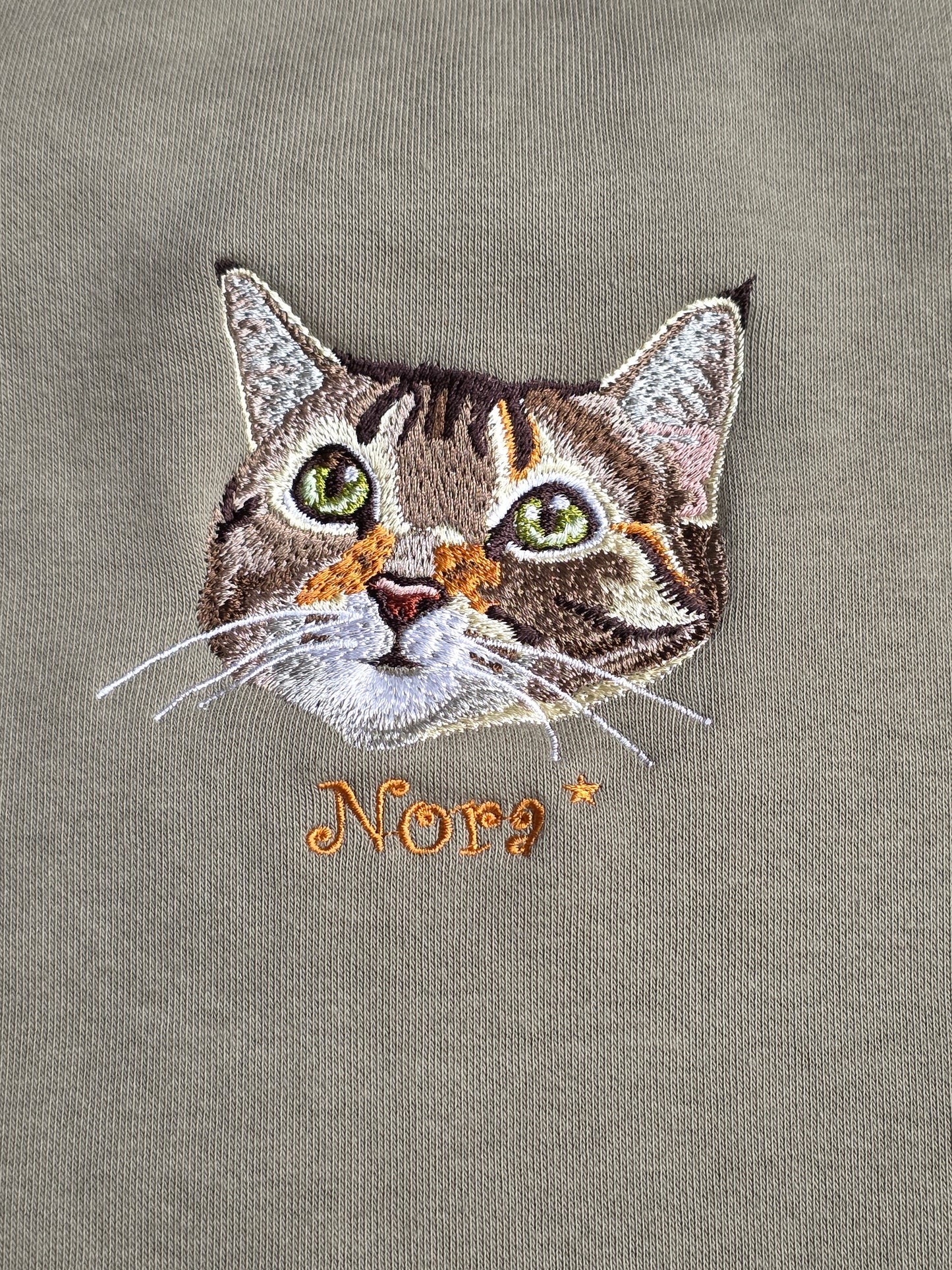 Custom Pet embroidery on organic cotton sweatshirts