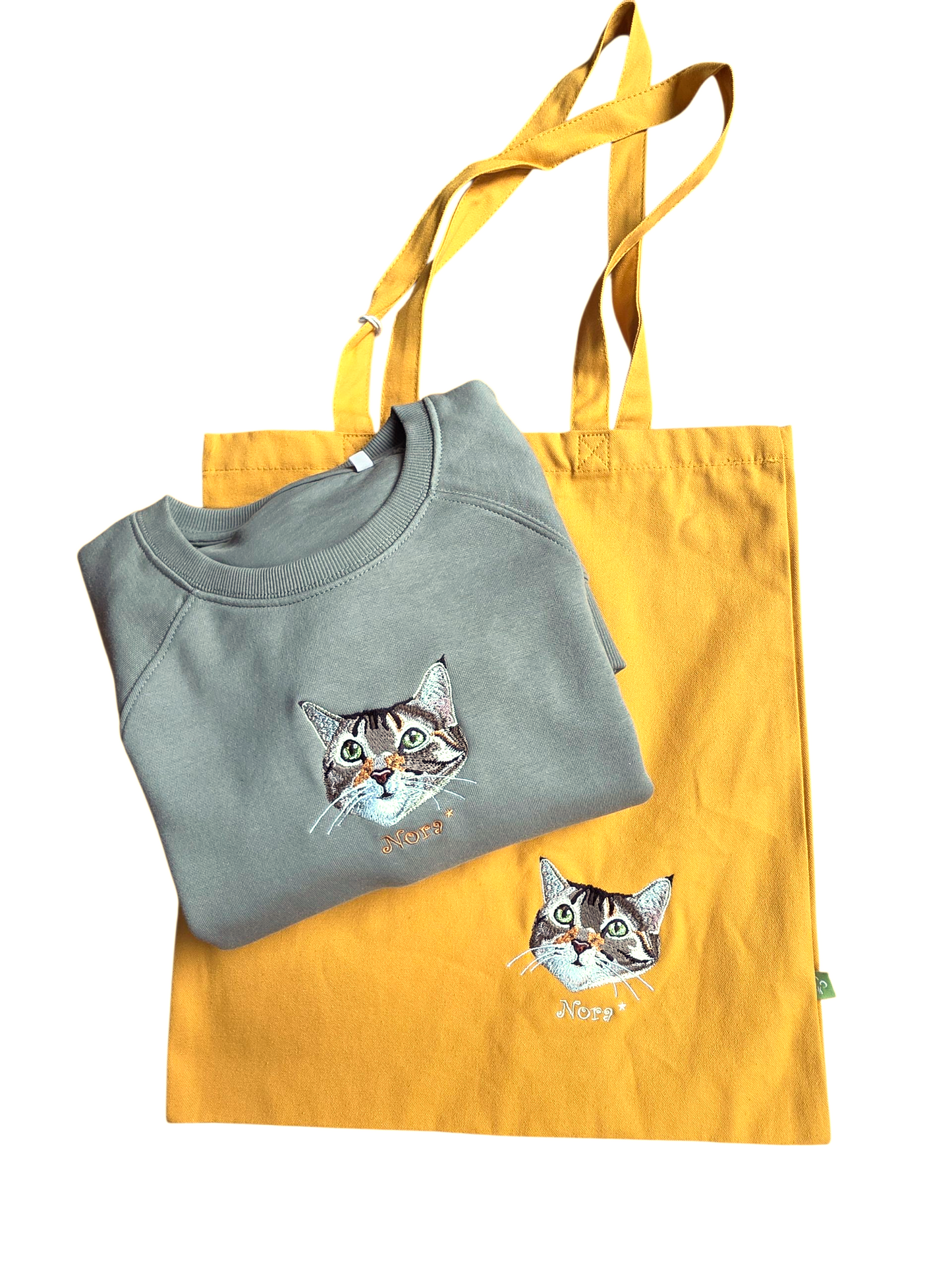 Custom Pet embroidery on organic cotton sweatshirts
