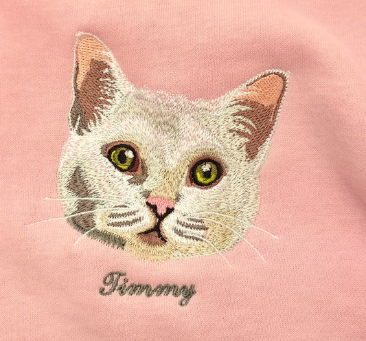 Custom Pet embroidery on hoodie zip cardigan