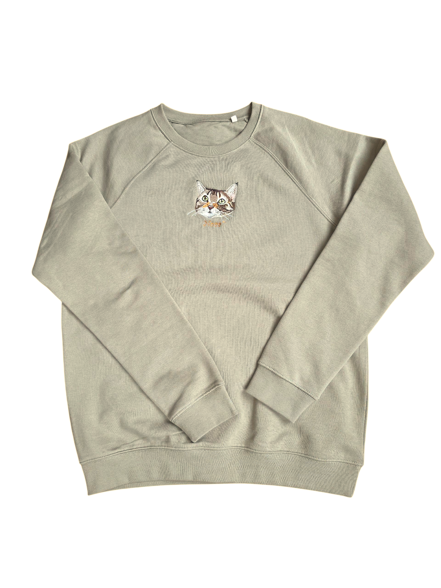Custom Pet embroidery on organic cotton sweatshirts