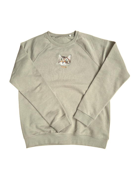 Custom Pet embroidery on organic cotton sweatshirts